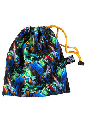 Økologisk frugtpose med papegøjer - orange snor 🦜